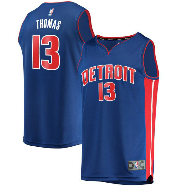 Camiseta Khyri Thomas 13 Detroit Pistons Icon Edition Azul Hombre